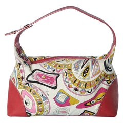 Printed canevas and red leather handbag Emilio PUCCI