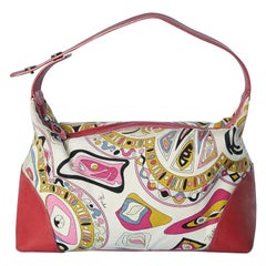 Printed canevas and red leather handbag Emilio PUCCI 