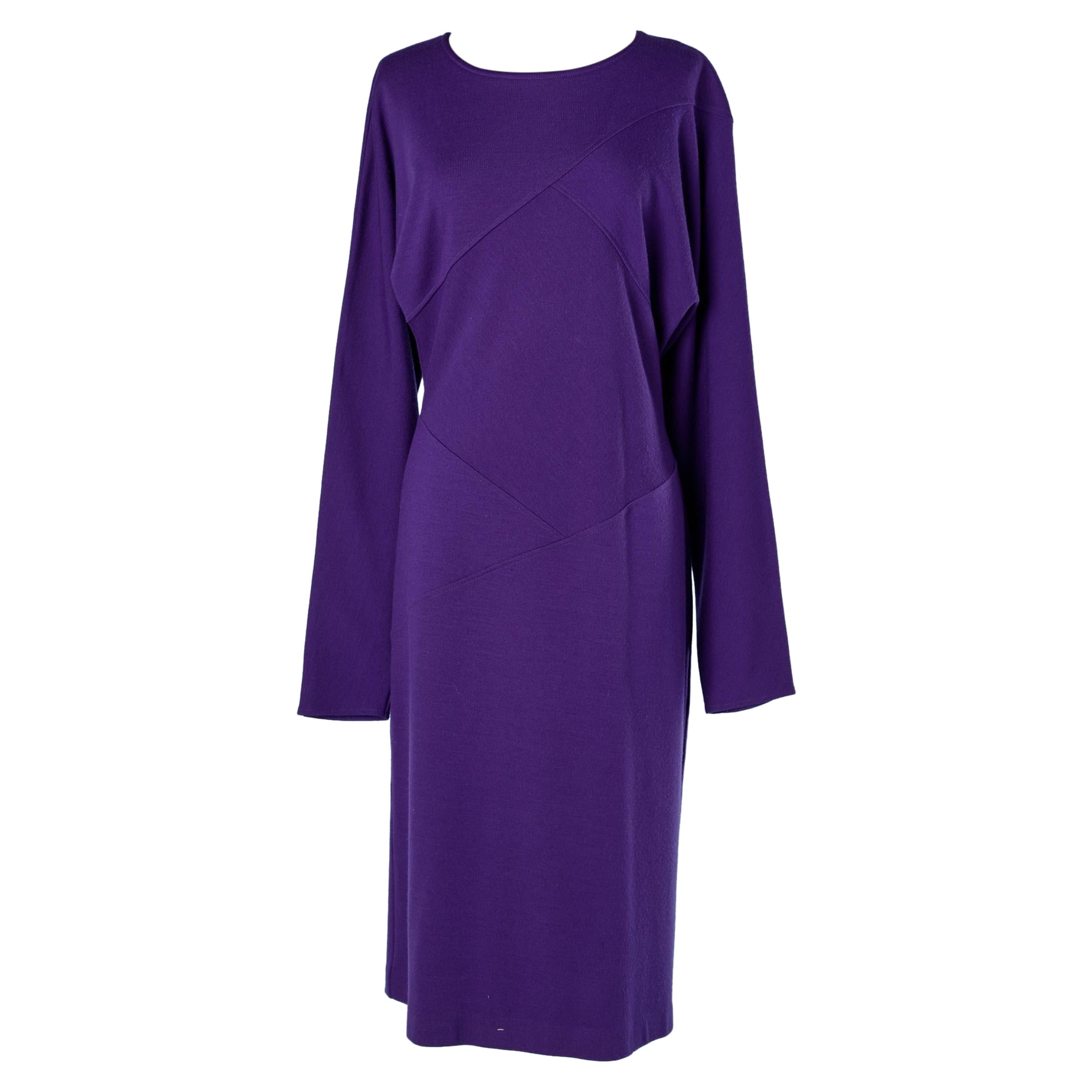 Wool jersey purple dress with cut-work Missoni for Bullock's  For Sale