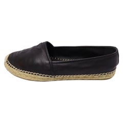 Saint Laurent Black YSL logo Leather Espadrilles Size EU 39.5