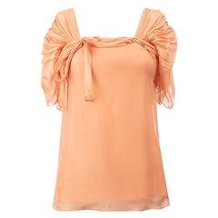 Peach Silk Pleated Shoulder Top Size XS