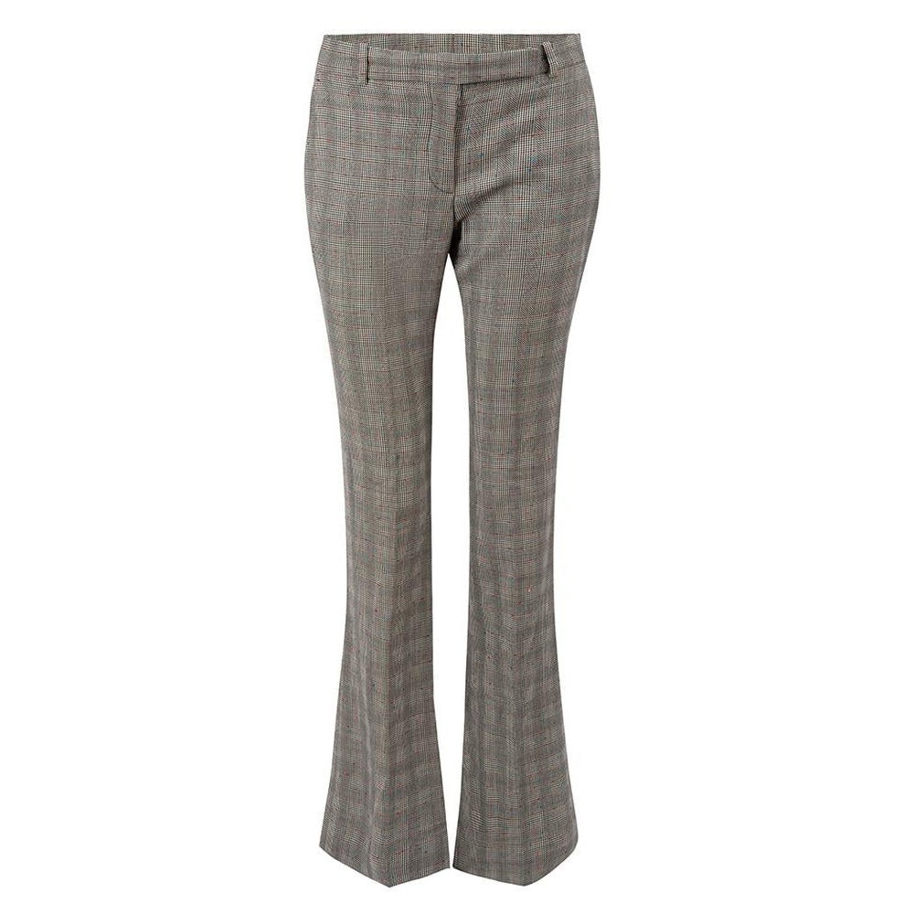 Grey Wool Checked Trousers Size XS For Sale