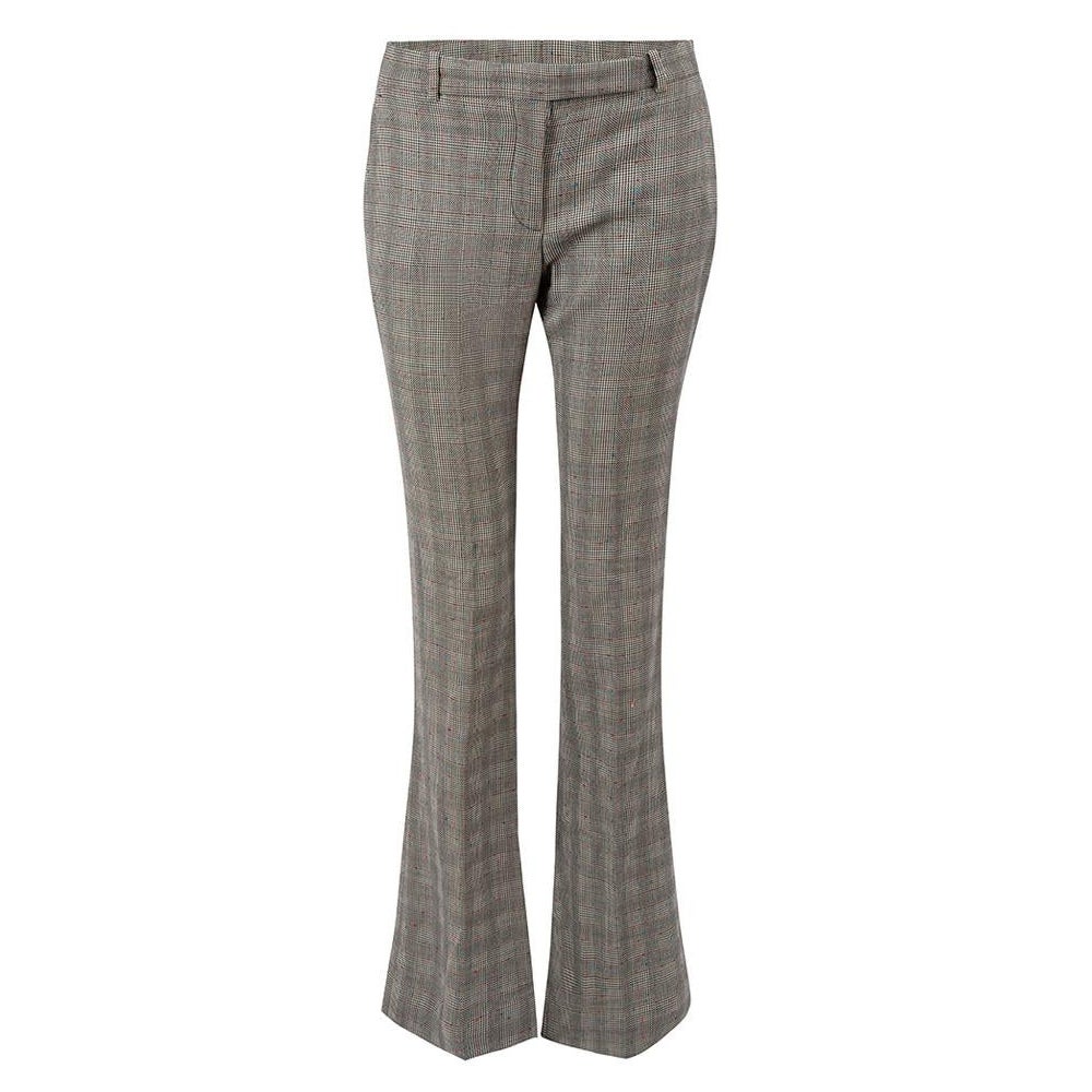 Pantalon à carreaux en laine grise, taille XS