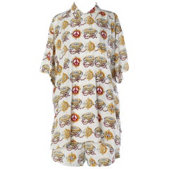 Shirt and swim short ensemble with compass print Moschino Mare Men 