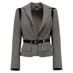 Grey Wool Harness Detail Blazer Size M