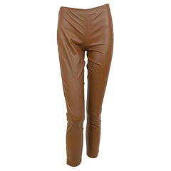 New The Row Ellerton Brown Leather Ankle Zip Stretch Moto Leggings - XS-S, 2011