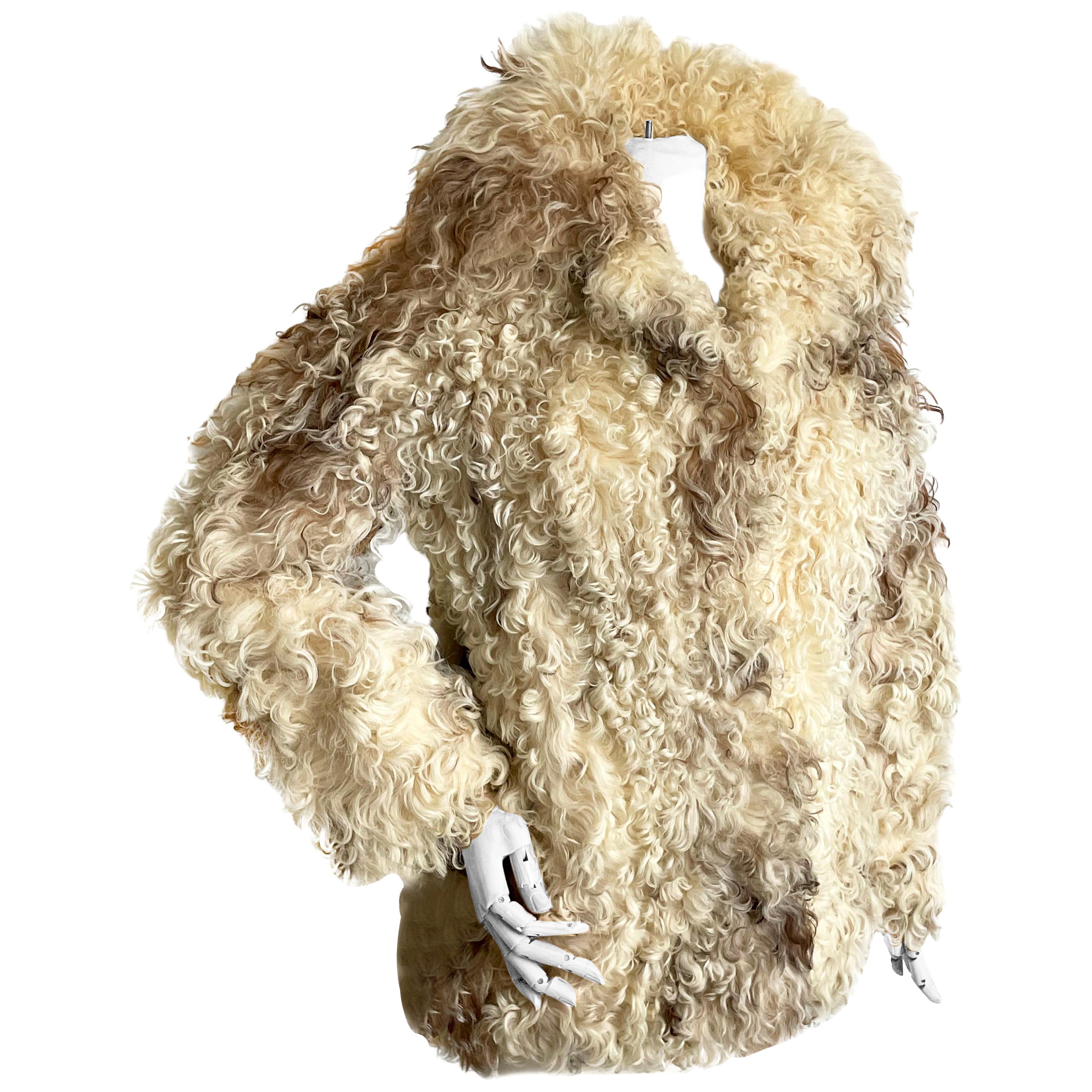 Donald Brooks - Veste en agneau de Mongolie et cuir de daim, vintage, rare, années 70  en vente