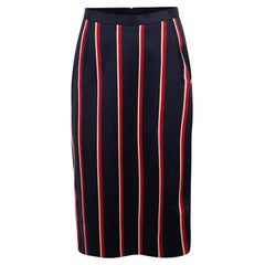 Navy Striped Knee Length Pencil Skirt Size XS