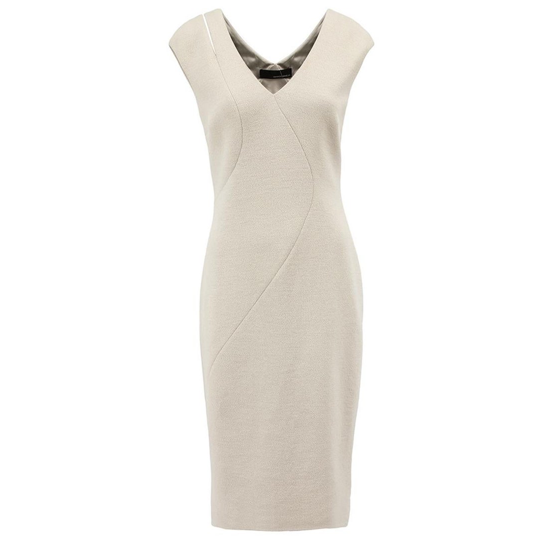 Grey Wool Sleeveless Body-con Dress Size L For Sale