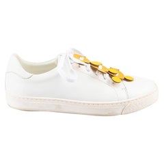 White Leather Apex Yellow Dot Detail Trainers Size IT 36