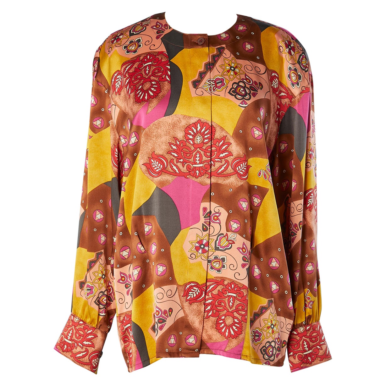 Abstract printed silk shirt Escada by Margaretha Ley For Sale
