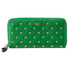 Anya Hindmarch Women's Green Leather Studded Continental Wallet