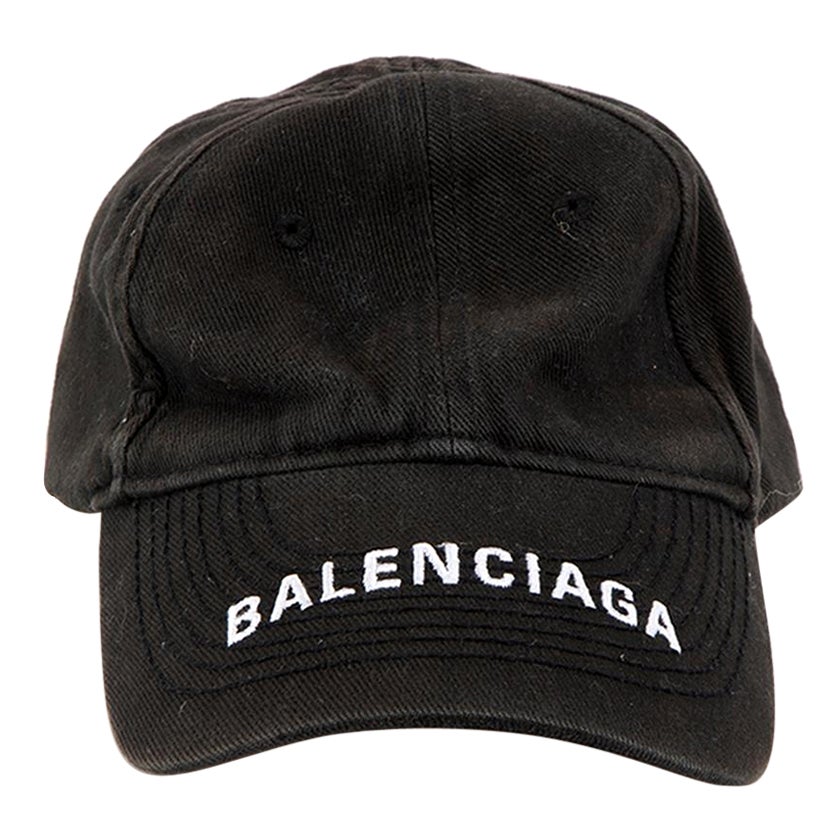 Balenciaga Women's Black Logo Baseball Cap For Sale