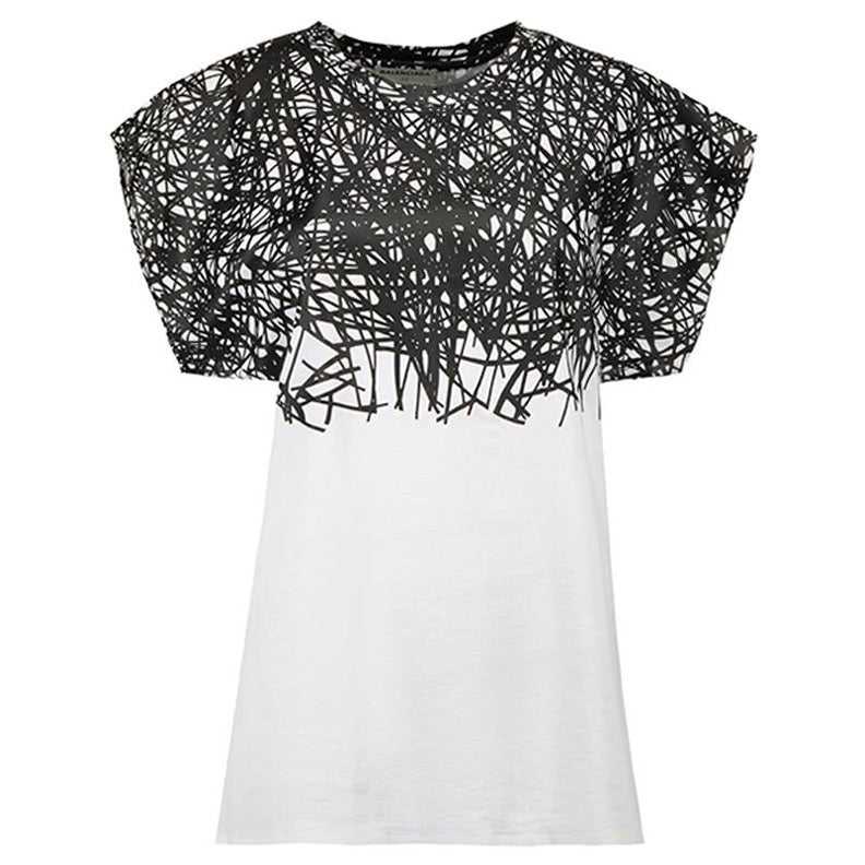 White Abstract Graffiti Print T-Shirt Size S For Sale