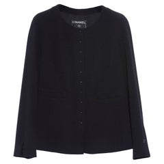 H/W 2002 Chanel Schwarze Crêpe-Jacke FR38/40 