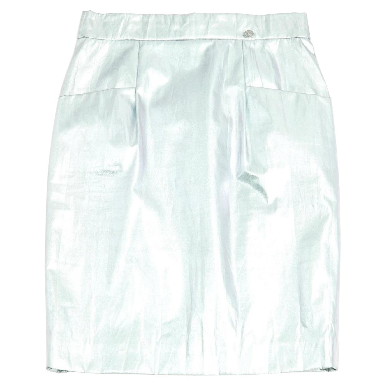 13A Chanel silver coated canvas skirt FR40/42
