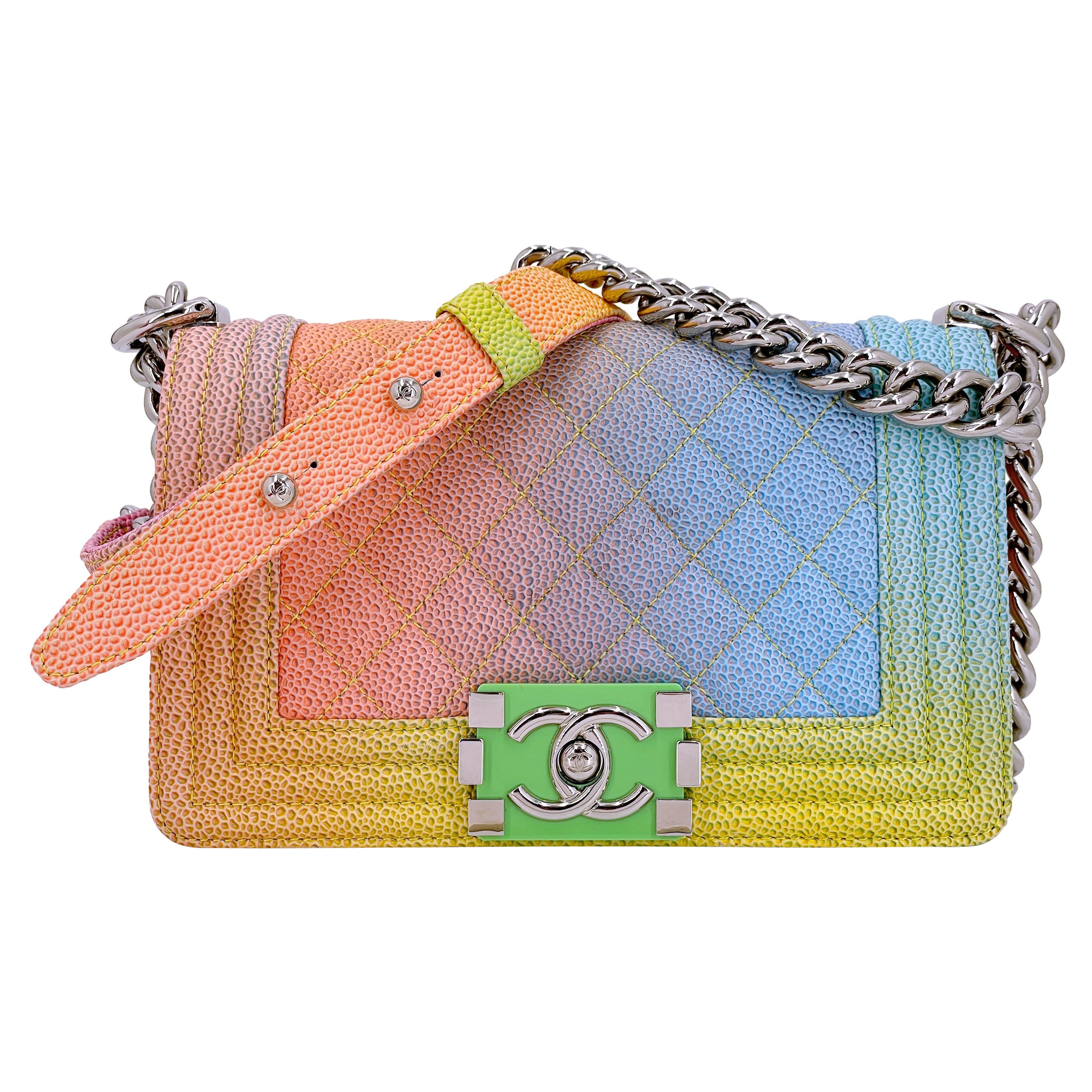 Chanel Limited Edition Rainbow Small Boy Bag Rainbow Caviar