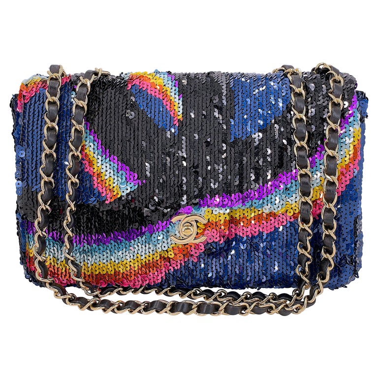 Chanel 21K Medium Rainbow Sequin Flap Bag 67259 For Sale at 1stDibs