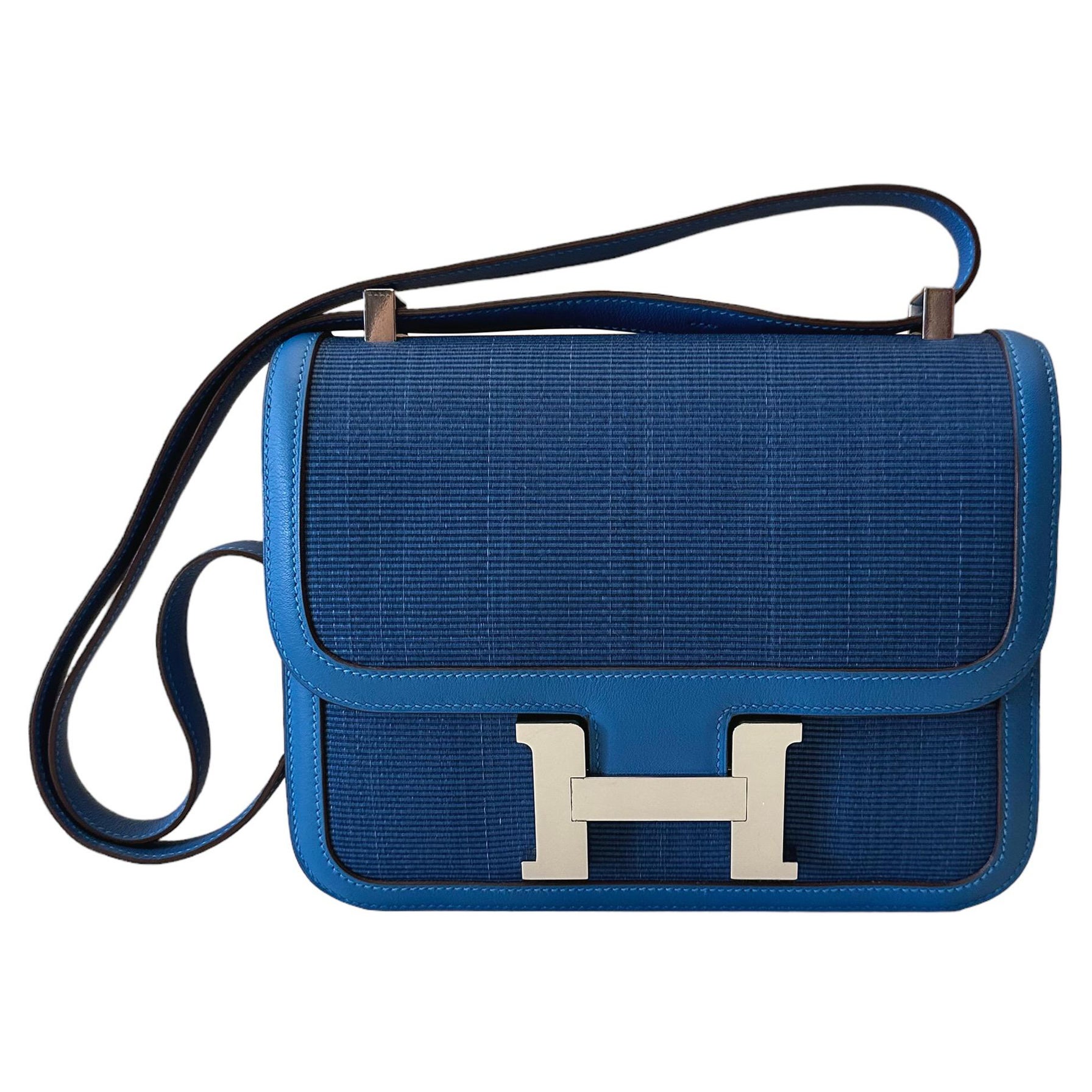 Hermes Victoria Tote Bag (Stamp K 2007) width 32cm, Blue