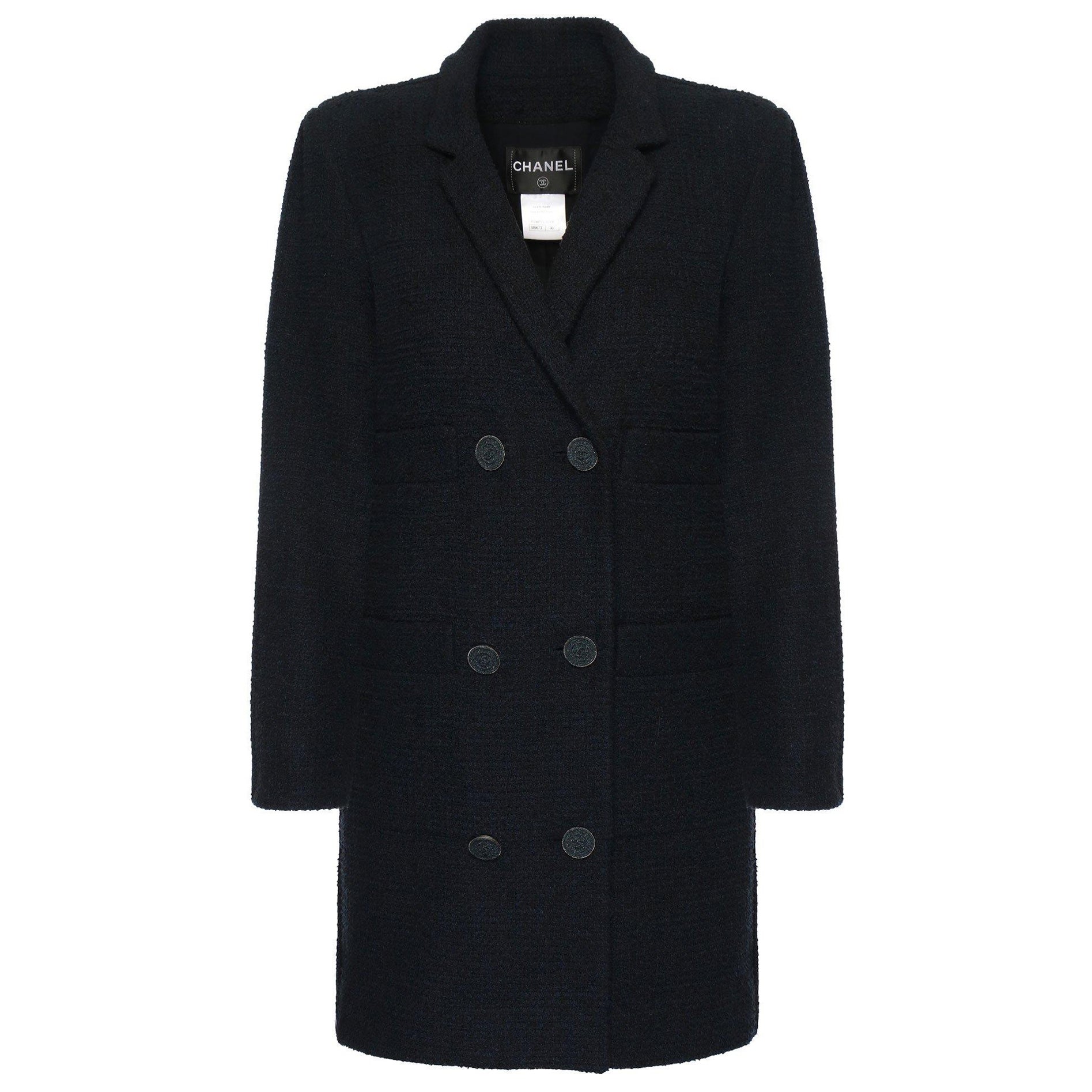 Chanel CC Buttons Oversized Black Tweed Jacket