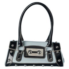 Structured hand bag in black patent leather and blue leather Dolce & Gabbana 