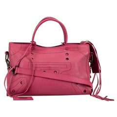 Balenciaga Women's Purple Leather Blackout City Bag