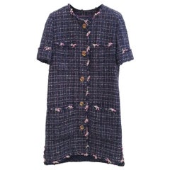 Chanel Violet Checkered Tweed Dress