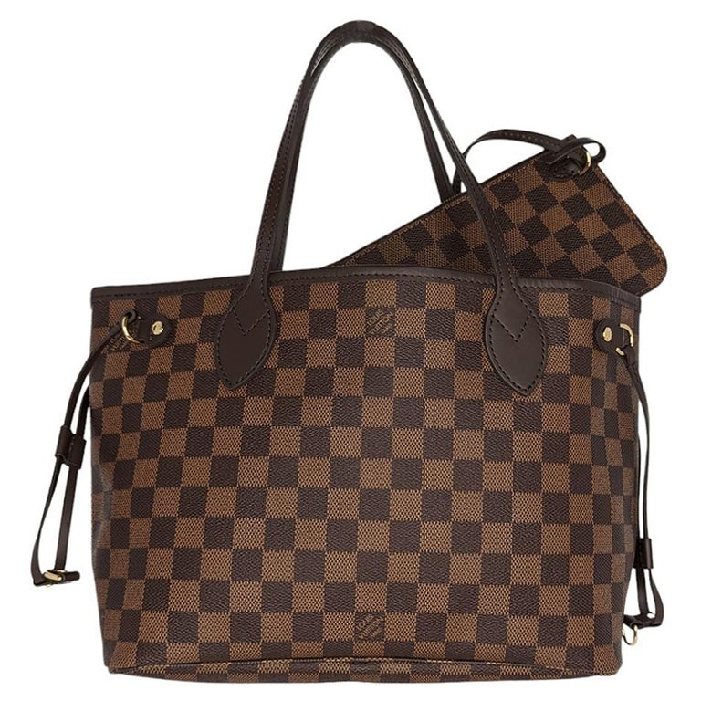 Louis Vuitton Neverfull Patches MM Damier Ebene Tote Bag Brown