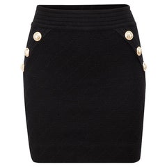 Black Button Detail Knit Skirt Size M
