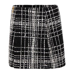 Black Tartan Zip Detail Mini Skirt Size M