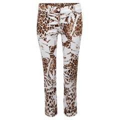 Pantalon court blanc à imprimé léopard, taille XS
