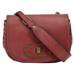 Bottega Veneta Women's Deep Red Leather Luna Intrecciato Crossbody Bag