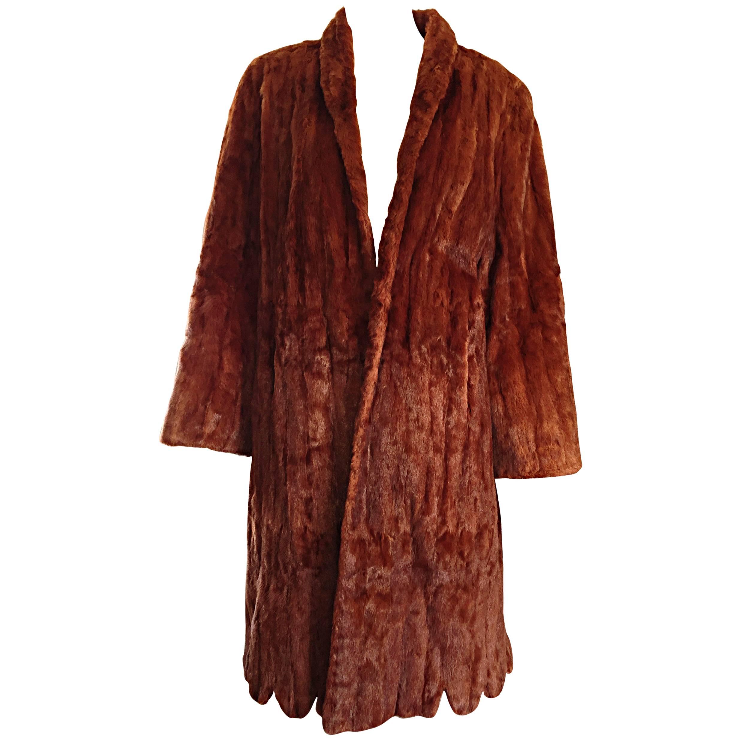 Rare 1940s Ermine Summer Fur Luxurious Honey Brown Jacket Coat Scalloped Edges For Sale