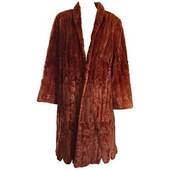 Rare 1940s Ermine Summer Fur Luxurious Honey Brown Jacket Coat Scalloped Edges