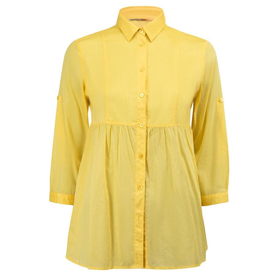 Burberry Brit Yellow 3/4 Length Sleeves Blouse Size S For Sale