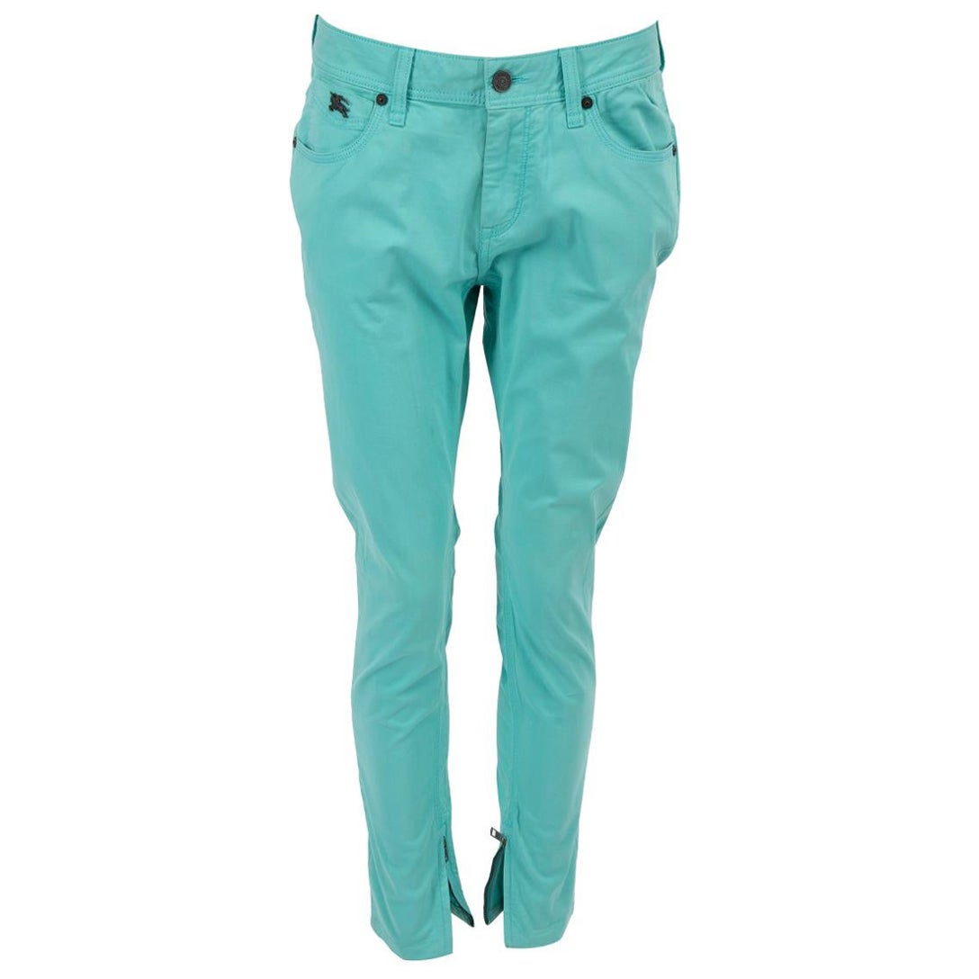 Burberry Brit Turquoise Bayswater Skinny Ankle Zip Trousers Size M