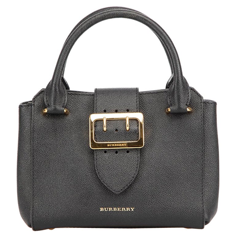 Burberry Women's Grained Leather Buckle Handbag For Sale at