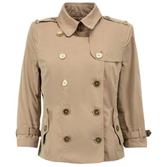 Beige Double-Breasted Trench Jacket Size L