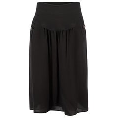 Black Silk A-line Skirt Size M
