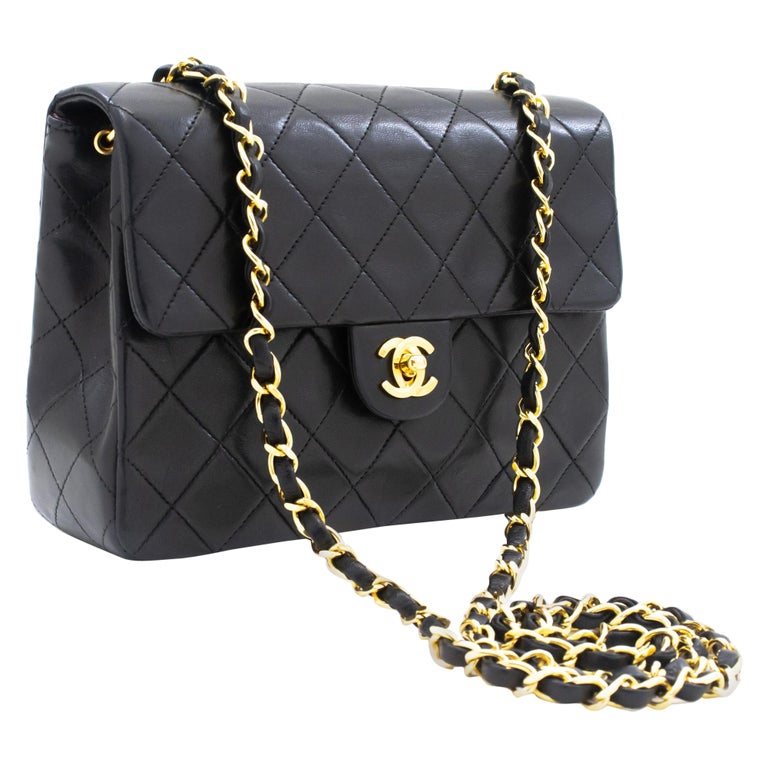CHANEL Mini Square Small Chain Shoulder Crossbody Bag Black Quilt For Sale  at 1stDibs