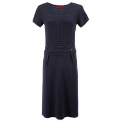 Navy Wool Cable Knit Dress Size M