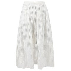 White Laser Cut Overlay Midi Skirt Size S