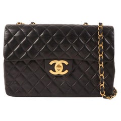 Chanel Around 1992 Made Classic Flap Chain Bag Maxi Black