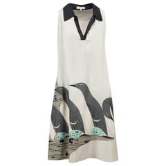 Bird Graphic Printed Silk Sleeveless Dress Size S