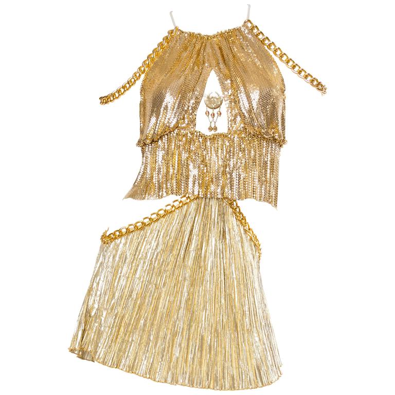 Gold Metal-Mesh and Chain Showgirl Dream Dress at 1stDibs