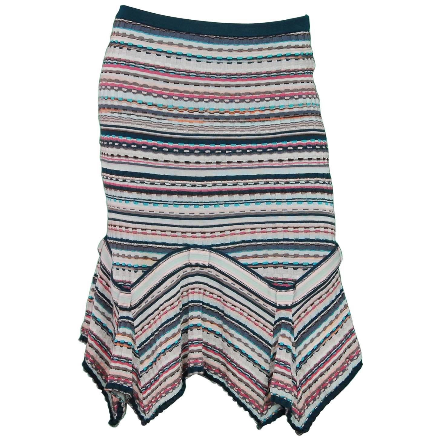 Missoni Multi-Color Knit Flare Skirt Sz 42