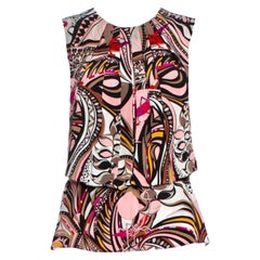Emilio Pucci Front Pucci Pattern Switching V Neck T Shirt Second Hand / Selling