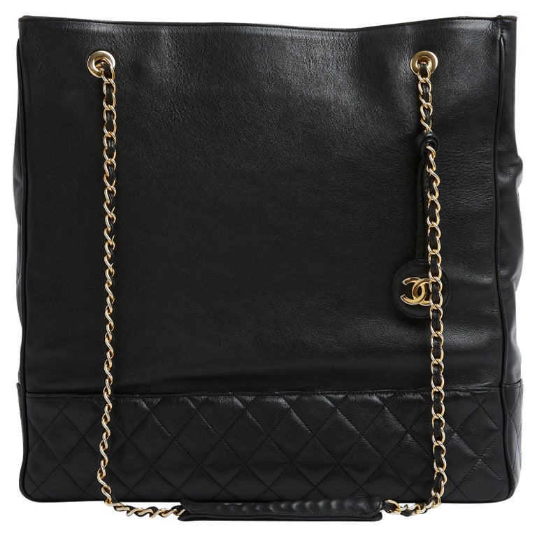 1985 Chanel Timeless Classique XL Shopping Black For Sale at 1stDibs
