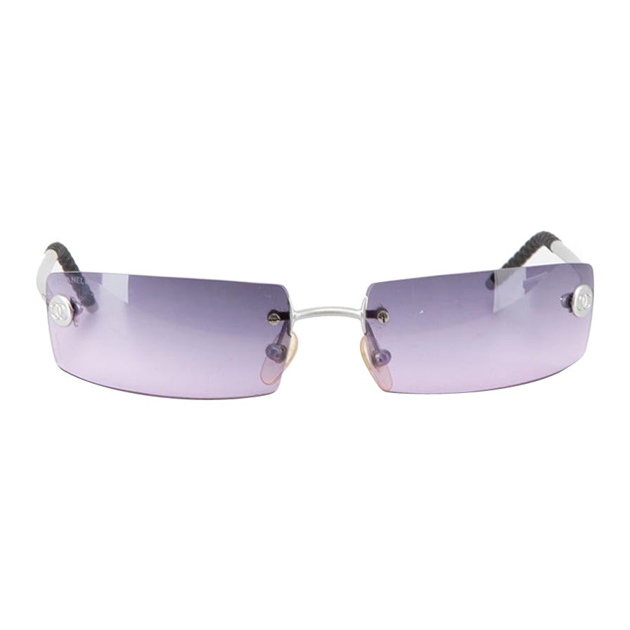 Chanel Women's Vintage Purple Rectangle Lens Sunglasses