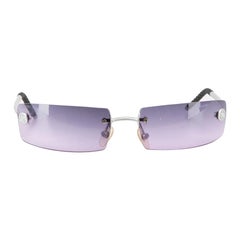 Lunettes de soleil vintage à verres rectangulaires violets de Chanel pour femme